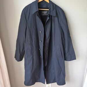 Vintage Botany‎ 500 Trench Coat Men's 38 Short Navy Warm Lining Made USA